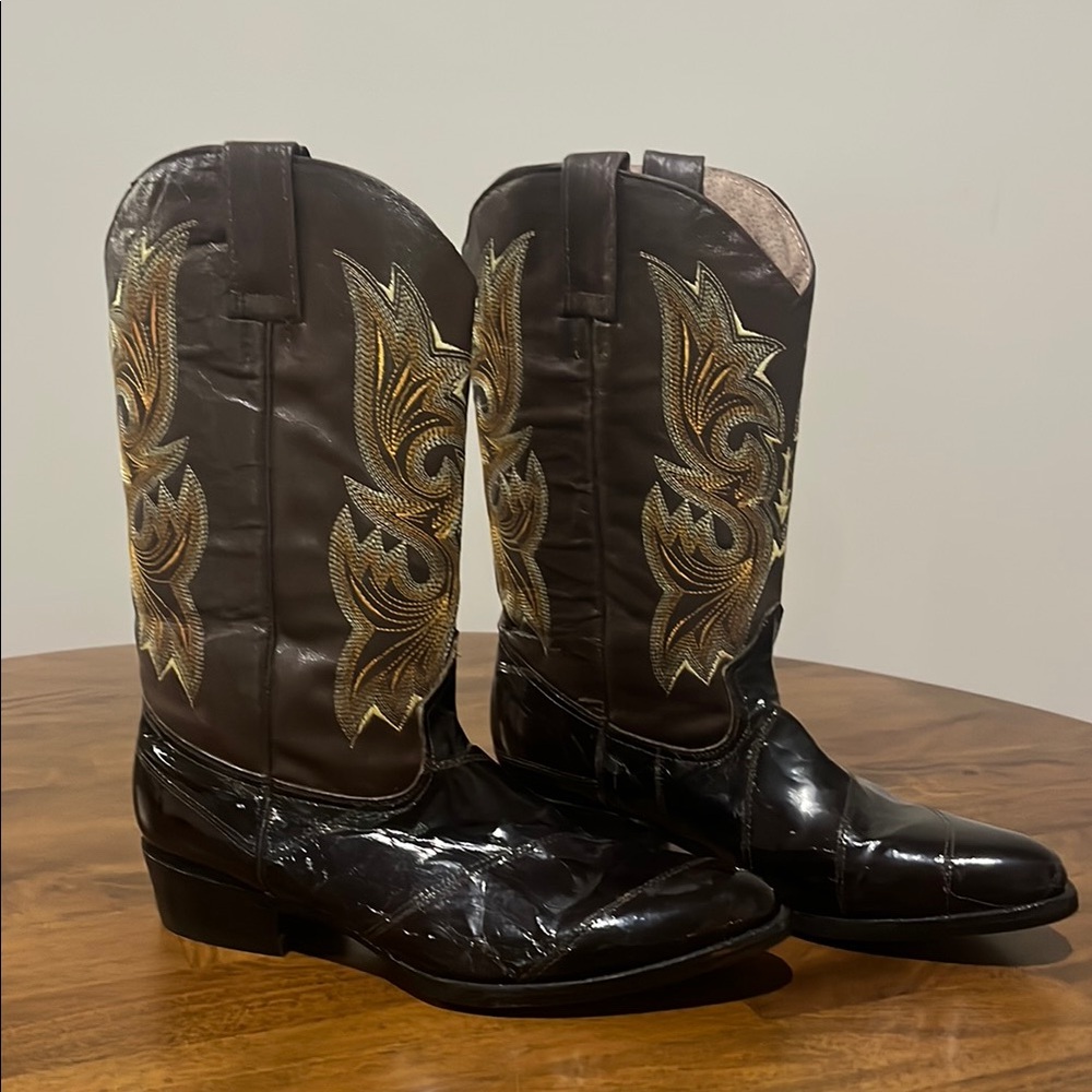 Brown and Black Western Cowboy Boots
